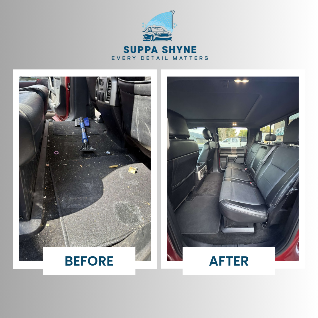 Interior before and after mobile detailing in Great Falls